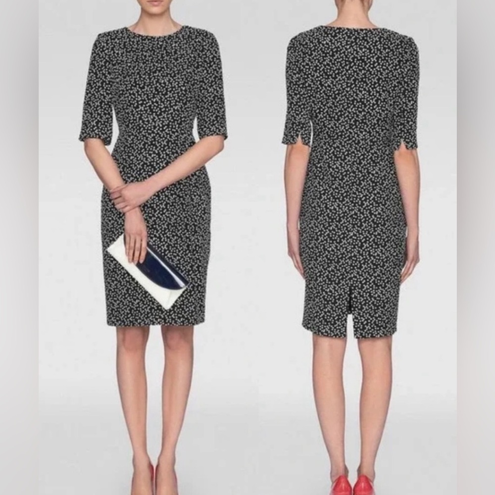 L.K. Bennett Dr Yolanda Black Polka Dot Sheath Dress Size 4